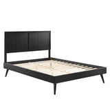 Alana Wood Queen Platform Bed - Retro Charm, Natural Beauty, Durable Construction, No Box Spring Needed - Black