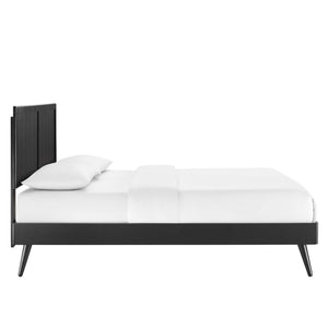 Alana Wood Queen Platform Bed - Retro Charm, Natural Beauty, Durable Construction, No Box Spring Needed - Black