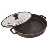 Stovetop Oven Grill Pan With Heat-In Steam-Out Lid, Non-Stick Cast Aluminum, 12, Black