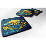 Caroline'S Treasures Mw1013Fc Crab Catch Up Foam Coasters (Set Of 4), 3.5 H X 3.5 W, Multicolor