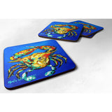 Caroline'S Treasures Mw1021Fc Crab Criss Crow Foam Coasters (Set Of 4), 3.5 H X 3.5 W, Multicolor