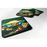 Caroline'S Treasures Mw1042Fc Crab Mean Green Foam Coasters (Set Of 4), 3.5 H X 3.5 W, Multicolor