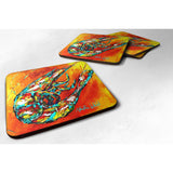 Caroline'S Treasures Mw1076Fc Shrimp Warming Up Foam Coasters (Set Of 4), 3.5 H X 3.5 W, Multicolor