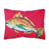 Caroline'S Treasures Mw1103Pw1216 Fish - Red Fish Woo Hoo Canvas Fabric Decorative Pillow, Large, Multicolor