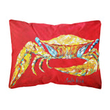 Caroline'S Treasures Mw1116Pw1216 Crab Blue On Red, Sr Canvas Fabric Decorative Pillow, Large, Multicolor