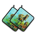 Caroline'S Treasures Horse Grazin Pair Of Pot Holders Mw1126Pthd, 7.5Hx7.5W, Multicolor