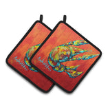 Caroline'S Treasures Crawfish Spicy Craw Pair Of Pot Holders Mw1131Pthd, 7.5Hx7.5W, Multicolor