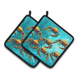 Caroline'S Treasures Crab Lotta Crabs Pair Of Pot Holders Mw1140Pthd, 7.5Hx7.5W, Multicolor
