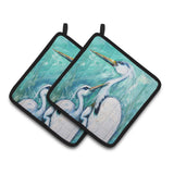 Caroline'S Treasures Mother'S Love Egret Pair Of Pot Holders Mw1145Pthd, 7.5Hx7.5W, Multicolor