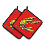 Caroline'S Treasures Crawfish Move Over Pair Of Pot Holders Mw1146Pthd, 7.5Hx7.5W, Multicolor