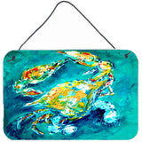 Caroline'S Treasures By Chance Crab In Aqua Blue Wall Or Door Hanging Prints Mw1162Ds812, 8 X 12