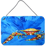 Caroline'S Treasures Big Splash Crab In Blue Aluminum Metal Wall Or Door Hanging Prints Mw1163Ds812, 8 X 12