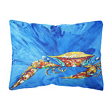 Caroline'S Treasures Mw1163Pw1216 Big Spash Crab In Blue Canvas Fabric Decorative Pillow, Large, Multicolor