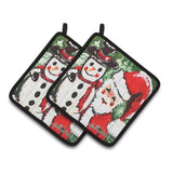 Caroline'S Treasures Friends Snowman & Santa Claus Pair Of Pot Holders Mw1167Pthd, 7.5Hx7.5W, Multicolor