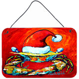 Caroline'S Treasures Crab In Santa Hat Santa Claws Wall Or Door Hanging Prints, 8 X 12