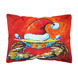 Caroline'S Treasures Crab In Santa Hat Santa Claws Canvas Fabric Decorative Pillow, Large, Multicolor