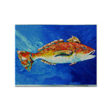 Caroline'S Treasures Mw1212Plmt Red Fish White Spin Fabric Placemat, Multicolor