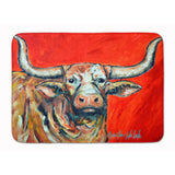 Caroline'S Treasures See Red Longhorn Cow Machine Washable Memory Foam Mat Doormats, Multicolor