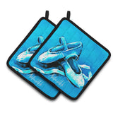 Caroline'S Treasures Mw1303Pthd Ballet Shoes Aqua Blue Pair Of Pot Holders Potholders, Multicolor