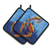 Caroline'S Treasures Mw1345Pthd Crab Puddle O' Two Pair Of Pot Holders Potholders, Multicolor