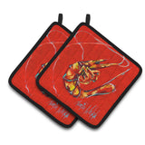 Caroline'S Treasures Mw1347Pthd Red Shrimp Pair Of Pot Holders Potholders, Multicolor
