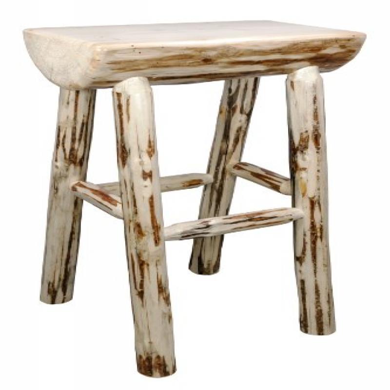 Montana Collection Half Log Barstool, Clear Lacquer Finish