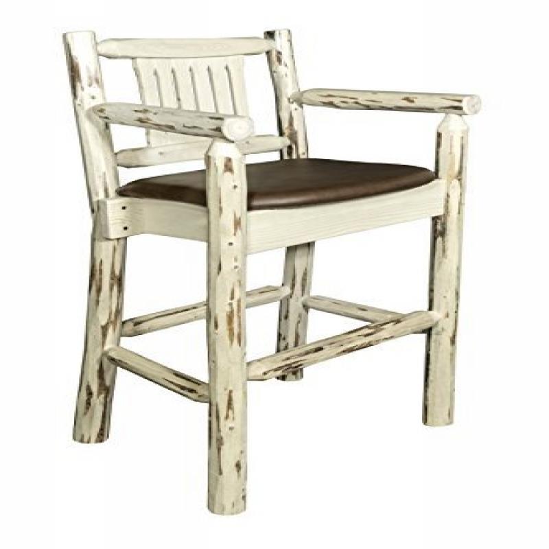 Montana Collection Captain'S Barstool, Ready To Finish W/ Upholstered Seat, Saddle Pattern