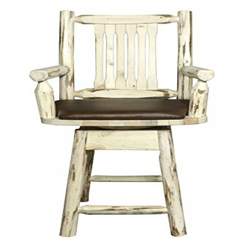 Montana Collection Counter Height Swivel Captain'S Barstool - Saddle Upholstery, Ready To Finish