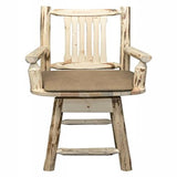 Montana Collection Counter Height Swivel Captain'S Barstool - Buckskin Upholstery, Clear Lacquer Finish