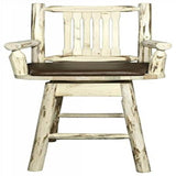 Montana Collection Counter Height Swivel Captain'S Barstool - Saddle Upholstery, Clear Lacquer Finish