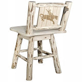 Montana Collection Counter Height Barstool W/ Back & Swivel W/ Laser Engraved Bronc Design, Ready To Finish