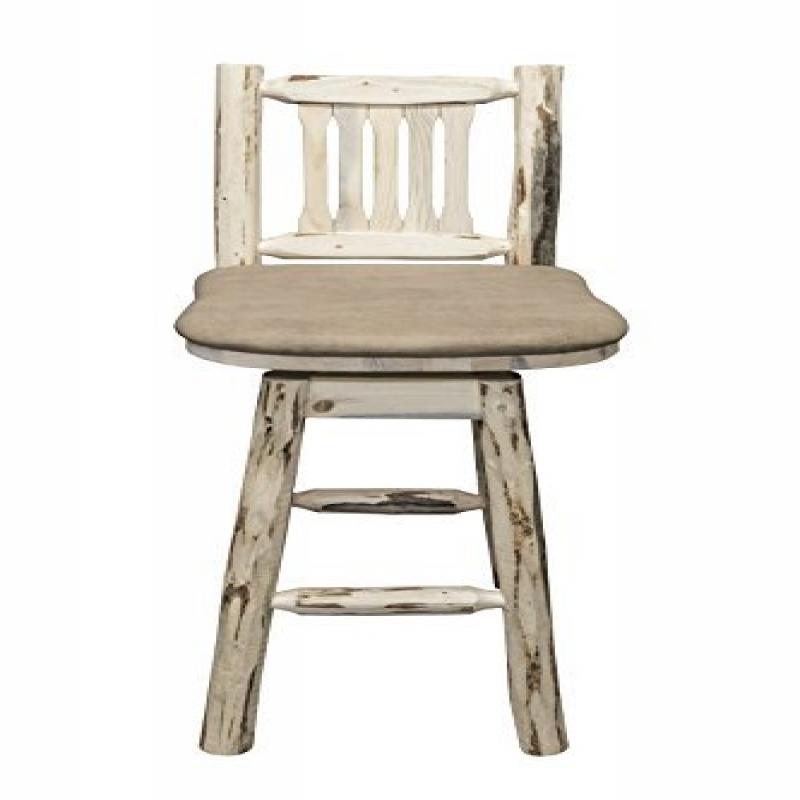 Montana Collection Barstool W/ Back & Swivel, Ready To Finish W/ Upholstered Seat, Buckskin Pattern