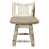 Montana Collection Counter Height Barstool W/ Back & Swivel - Buckskin Upholstery, Clear Lacquer Finish