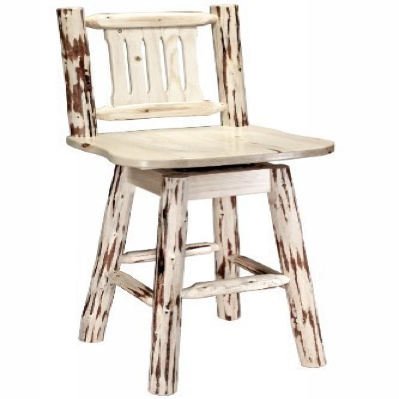 Montana Collection Barstool W/ Back & Swivel, Clear Lacquer Finish