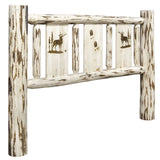Montana Collection California King Headboard W/ Laser Engraved Elk Design, Clear Lacquer Finish