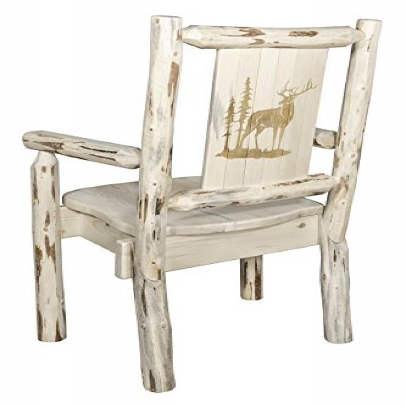 Montana Collection Captain'S Chair W/ Laser Engraved Elk Design, Ready To Finish