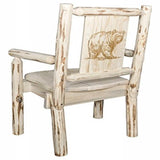 Montana Collection Captain'S Chair W/ Laser Engraved Bear Design, Clear Lacquer Finish