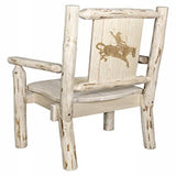Montana Collection Captain'S Chair W/ Laser Engraved Bronc Design, Clear Lacquer Finish
