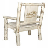 Montana Collection Captain'S Chair W/ Laser Engraved Moose Design, Clear Lacquer Finish