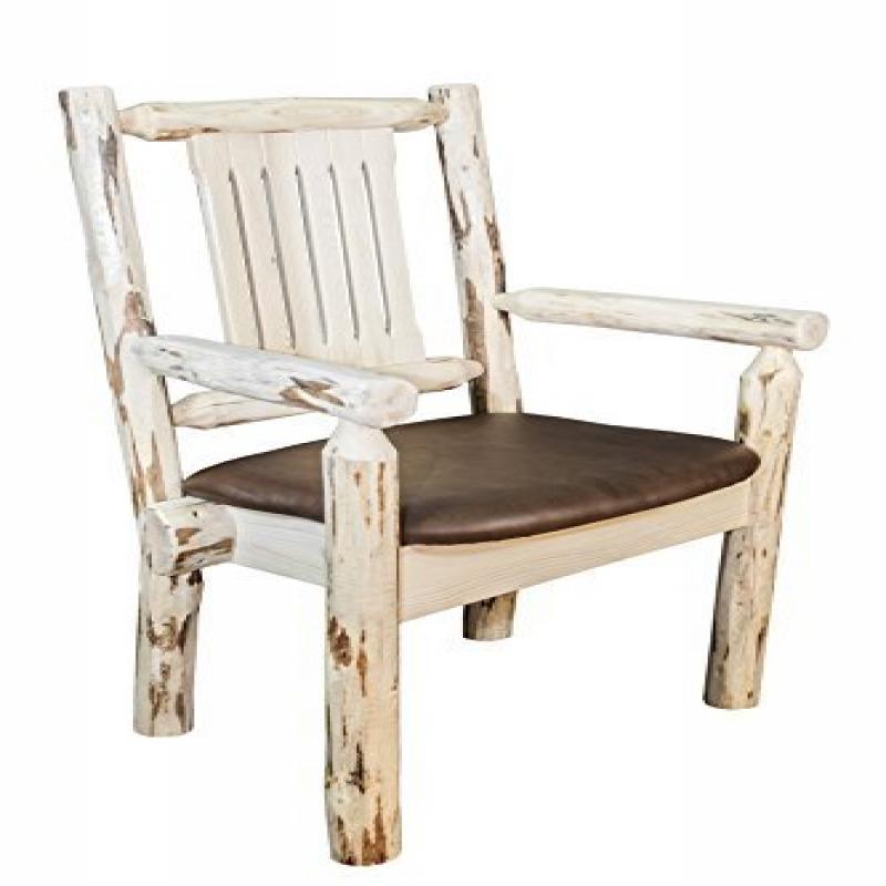 Montana Collection Captain'S Chair, Clear Lacquer Finish W/ Upholstered Seat, Saddle Pattern