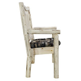 Montana Collection Captain'S Chair, Clear Lacquer Finish W/ Upholstered Seat, Woodland Pattern