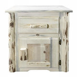 Montana Collection End Table W/ Drawer & Door, Right Hinged, Clear Lacquer Finish