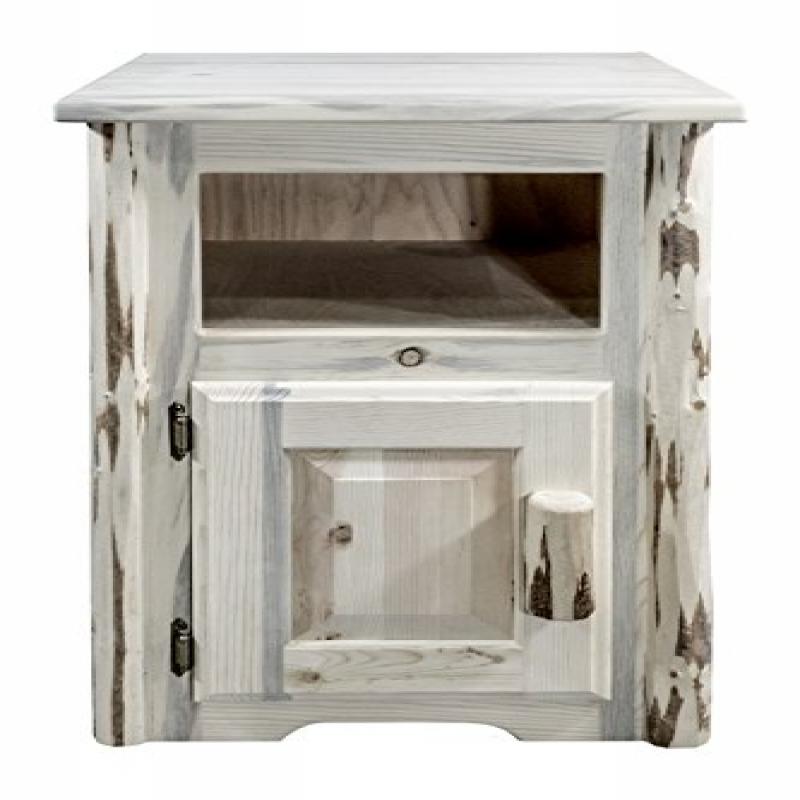 Montana Collection End Table W/ Door, Left Hinged, Clear Lacquer Finish
