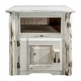 Montana Collection End Table W/ Door, Left Hinged, Clear Lacquer Finish