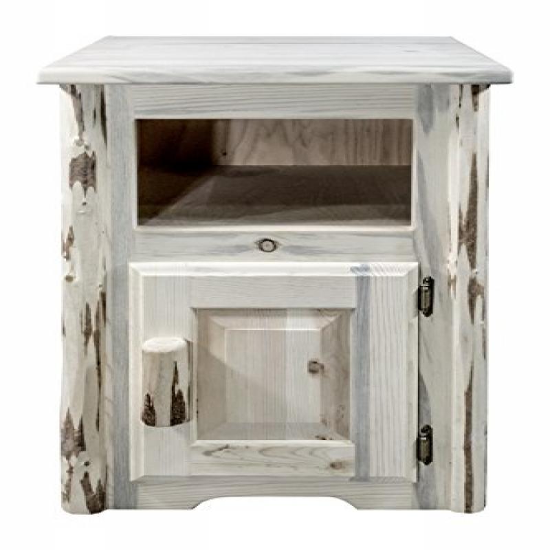 Montana Collection End Table W/ Door, Right Hinged, Clear Lacquer Finish