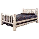 Montana Collection Full Bed W/ Laser Engraved Bear Design, Clear Lacquer Finish