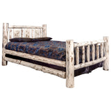 Montana Collection Full Bed W/ Laser Engraved Bear Design, Clear Lacquer Finish
