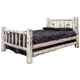 Montana Collection Full Bed W/ Laser Engraved Bronc Design, Clear Lacquer Finish