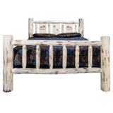 Montana Collection Full Bed W/ Laser Engraved Moose Design, Clear Lacquer Finish