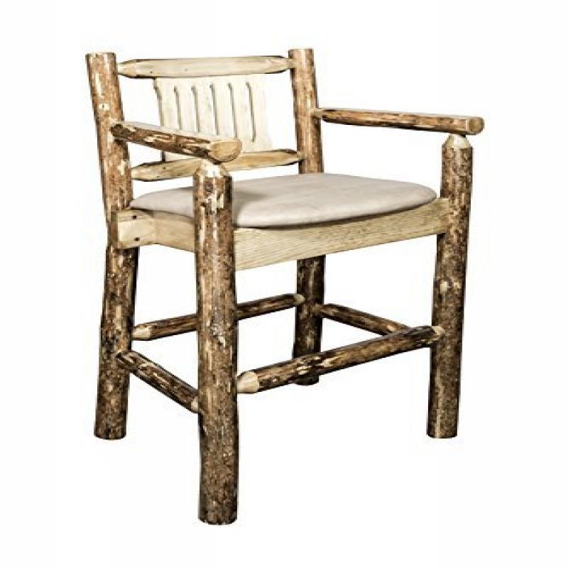 Glacier Country Collection Captain'S Barstool W/ Upholstered Seat, Buckskin Pattern